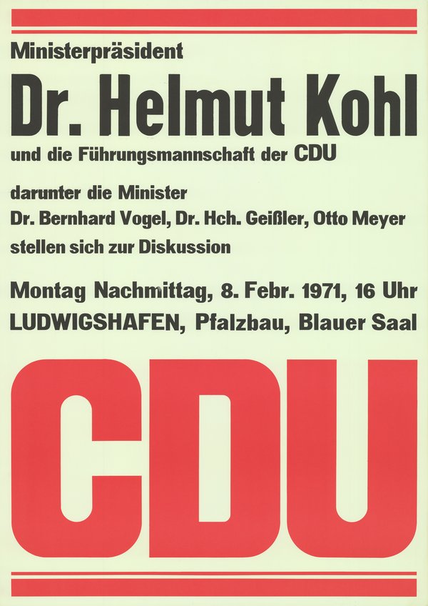 CDU-Plakat Einladung zu Rede mit Kohl