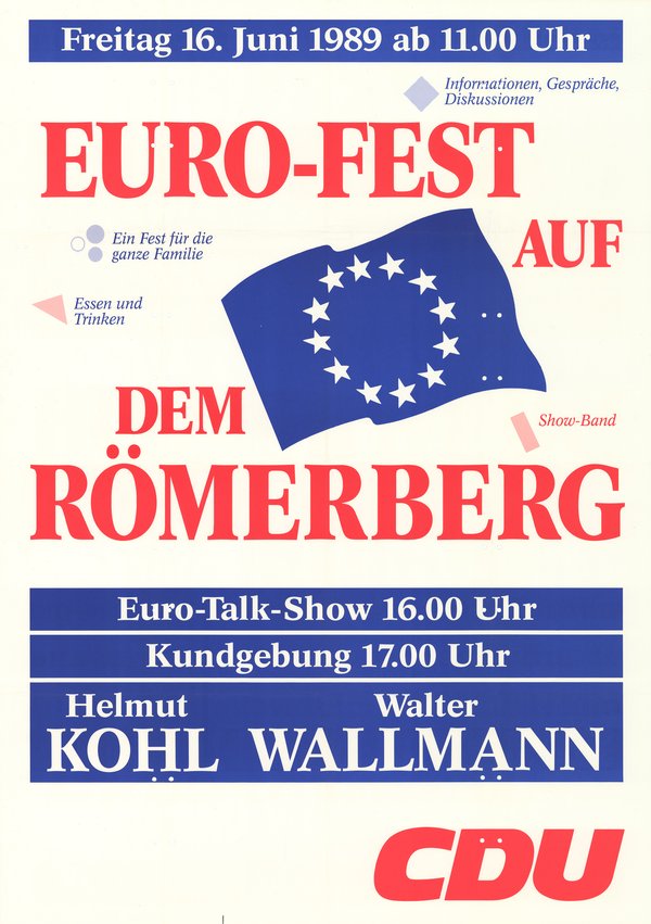 CDU-Plakat mit Europafahne und Einladung zu Euro-Fest