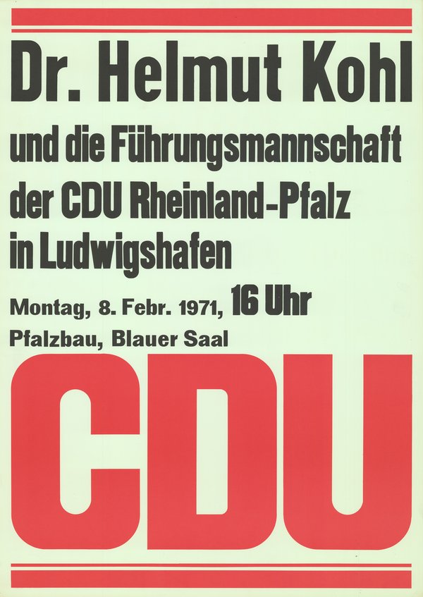 CDU-Plakat Einladung zu Rede Kohls