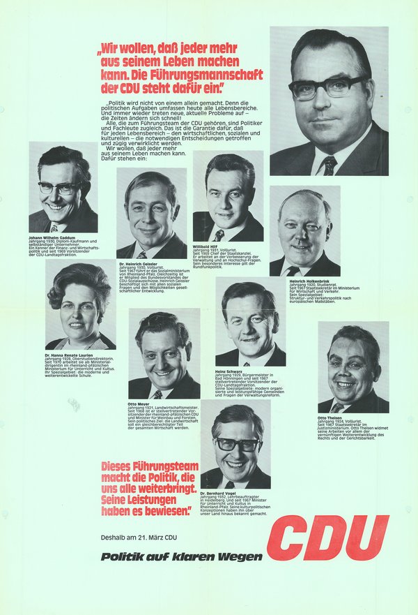 CDU-Plakat mit Kohl und anderen Politikern