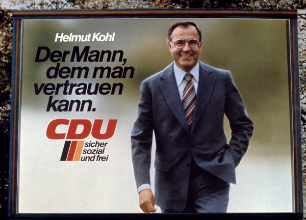 Foto mit CDU-Plakat und Kohl