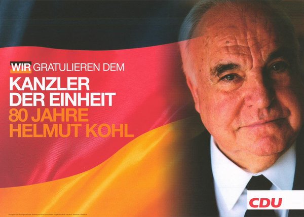 CDU-Plakat mit Kohl und Deutschlandfahne