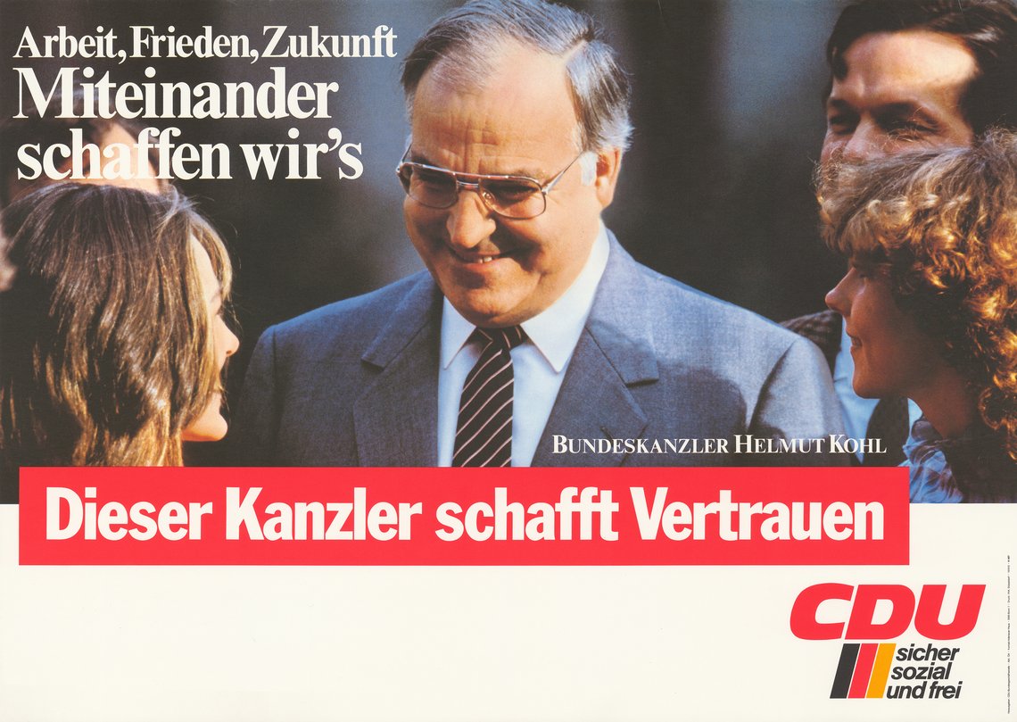 CDU Plakat mit der Aufschrift "Dieser Kanzler schafft Vertrauen"