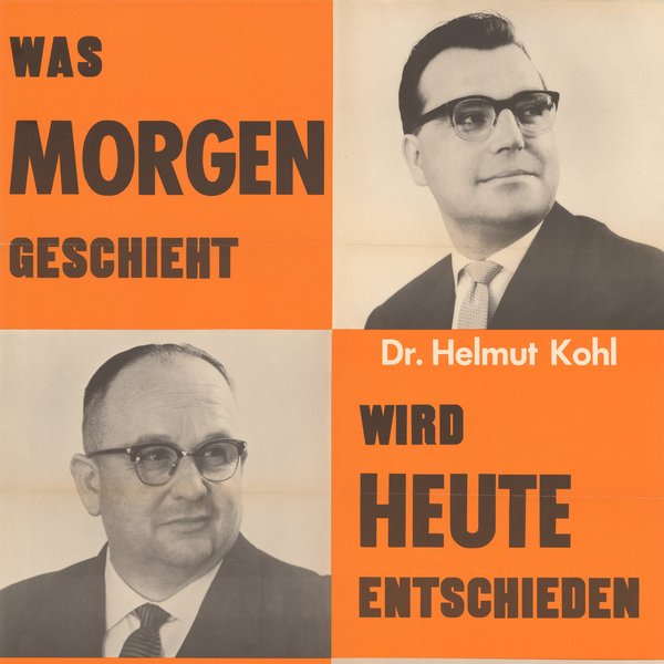 CDU-Plakat mit Kohl, Schuster und Impertro